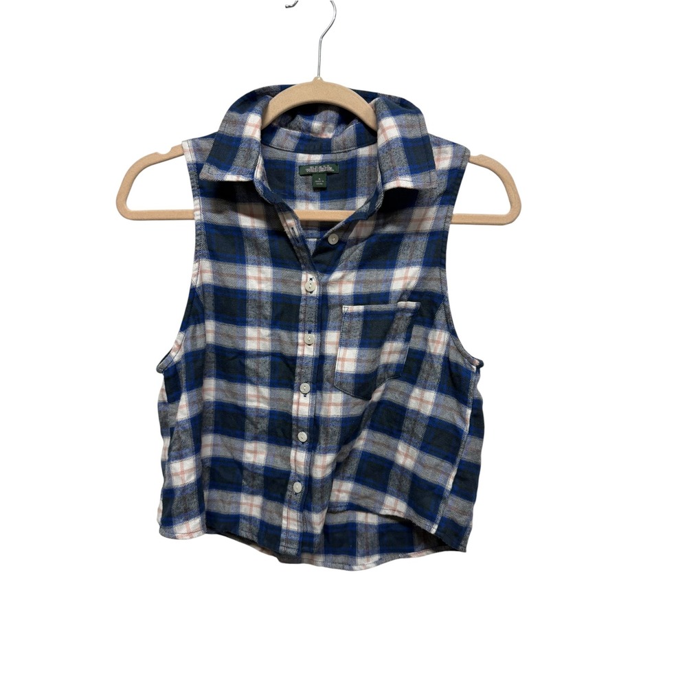Wild Fable Plaid Crop Top Small Sleeveless Button Front 90s Grunge Preppy